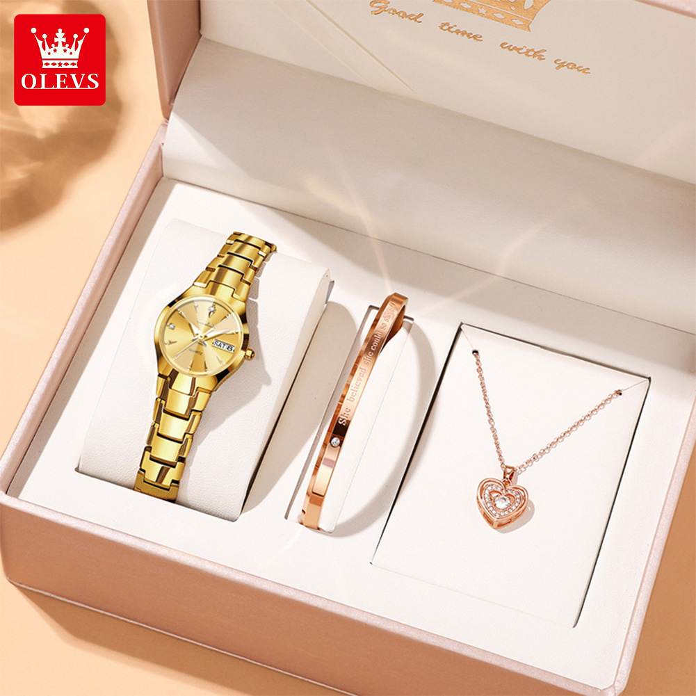 Luxury Watch And Bracelet - OLEVS женские часы 8697, роскошные элегантные