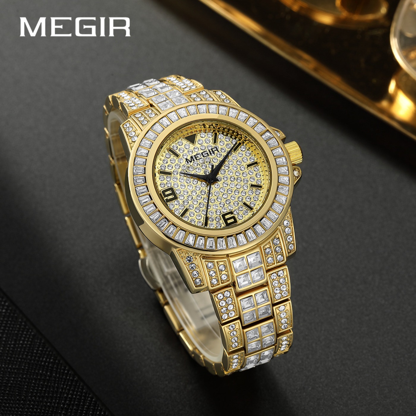 Роскошные часы MEGIR с бриллиа – обзор и цена Luxury Watch And Bracelet
